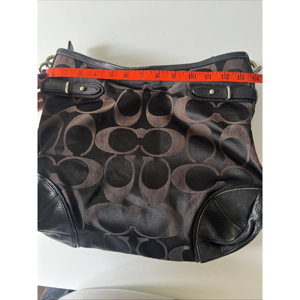 Vintage COACH #16408 Collette Signature Brown & Black Leather Cloth Bag - Picture 12 of 16